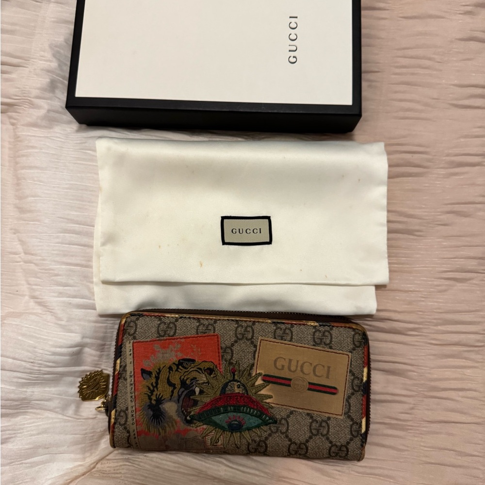 Gucci Brown Wallet with Tiger Print